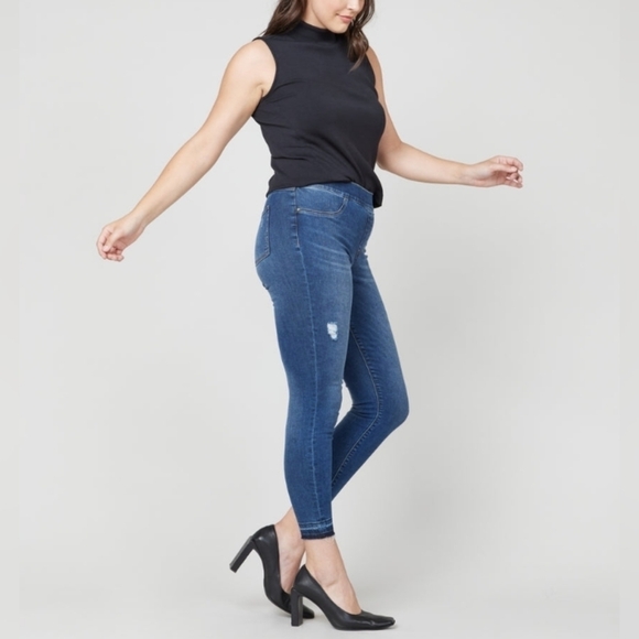 Distressed Ankle Skinny Jeans, Medium Wash $128 - Picture 3 of 15